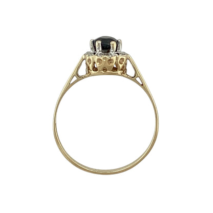 9ct Gold Diamond & Sapphire Set Cluster Ring