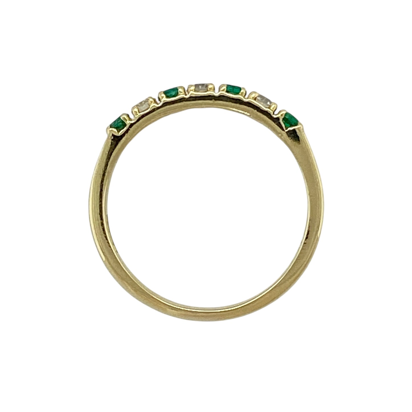 18ct Gold Diamond & Emerald Set Band Ring