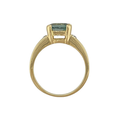 18ct Gold Diamond & Blue Topaz Set Ring