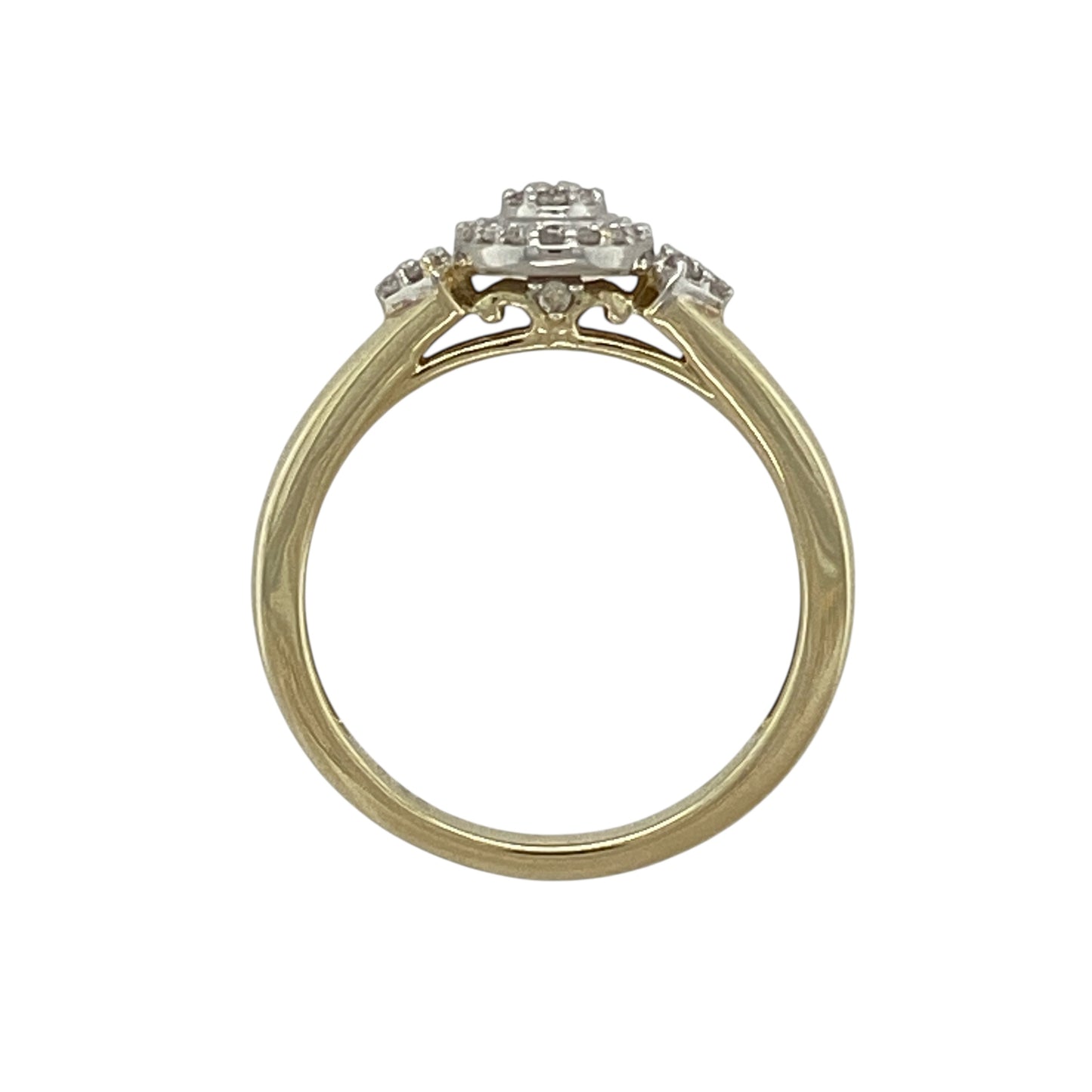 9ct Gold & Diamond Set Oval Halo Cluster Ring