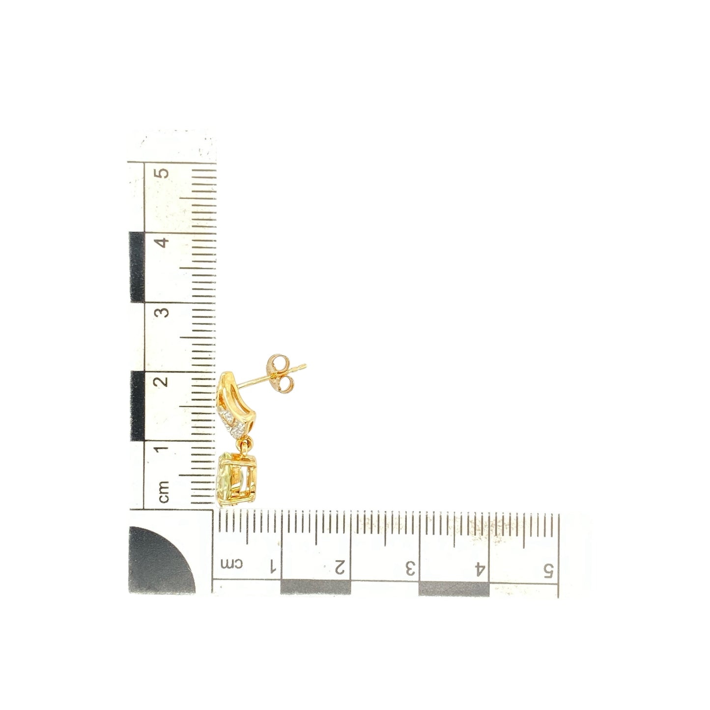 9ct Gold Diamond & Green Stone Drop Earrings