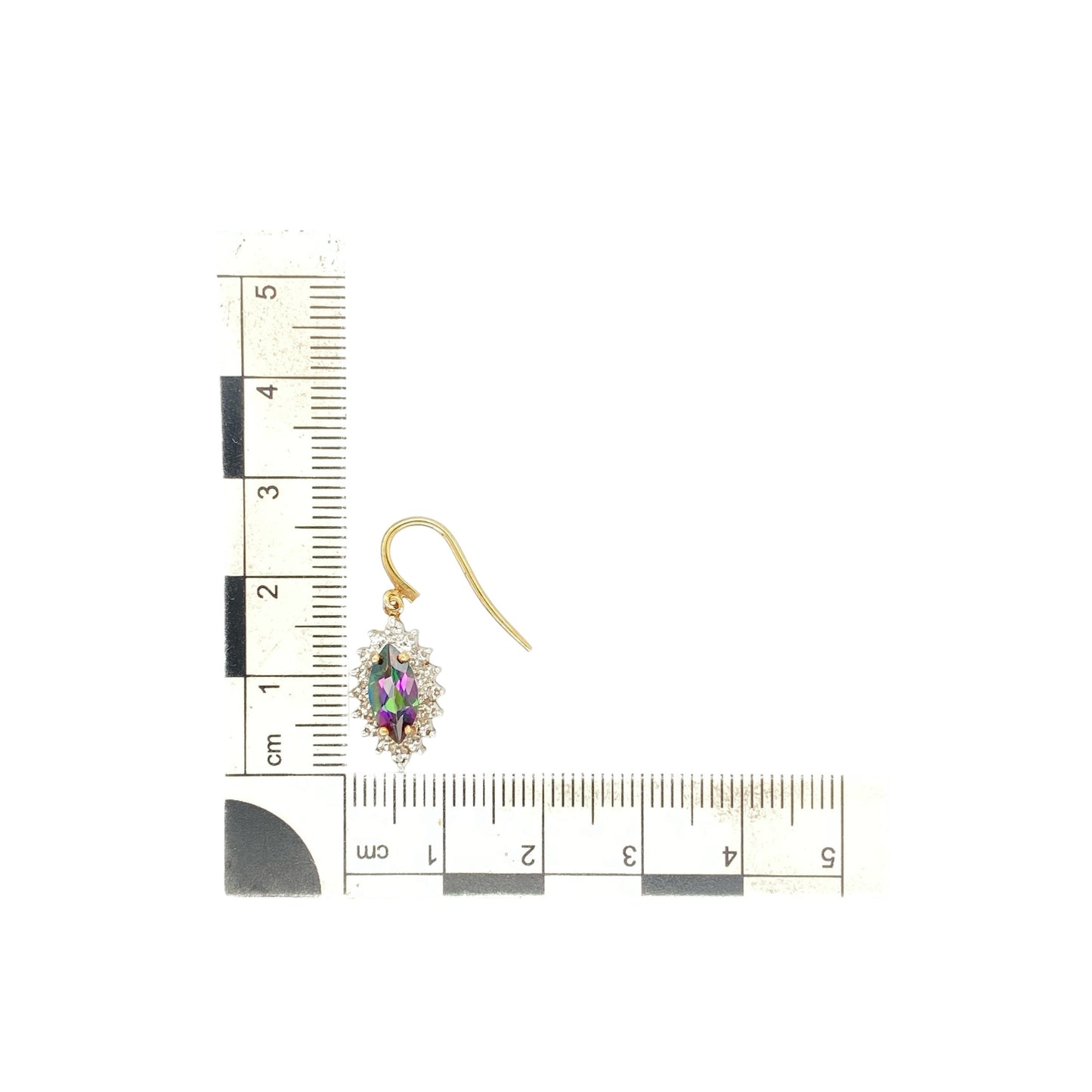 9ct Gold Diamond & Mystic Topaz Set Drop Earrings
