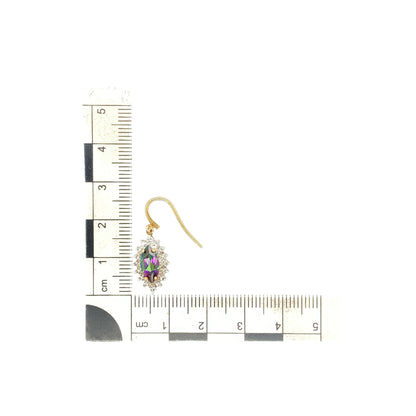 9ct Gold Diamond & Mystic Topaz Set Drop Earrings