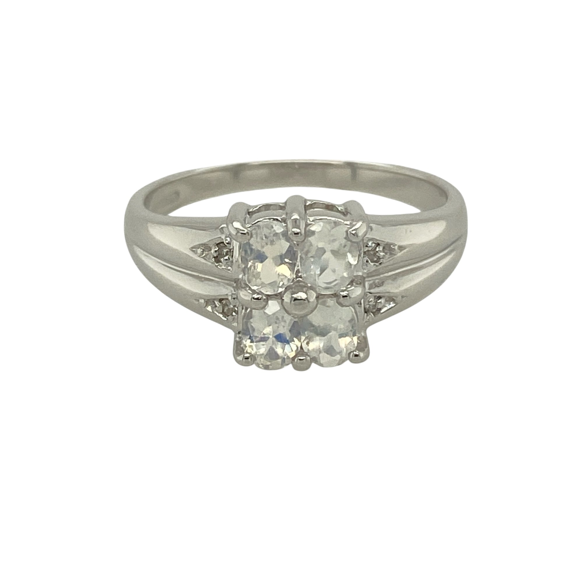 9ct White Gold & Sri Lankan Rainbow Moonstone Set Ring