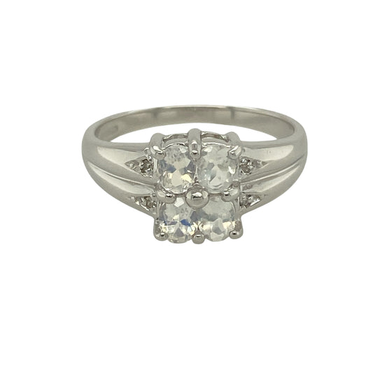 9ct White Gold & Sri Lankan Rainbow Moonstone Set Ring