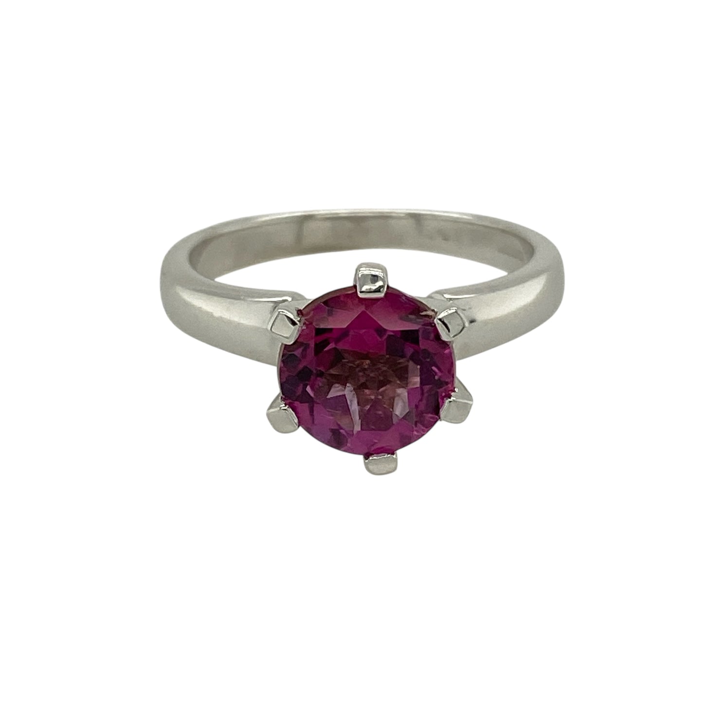 9ct White Gold & Cherry Topaz Set Solitaire Ring