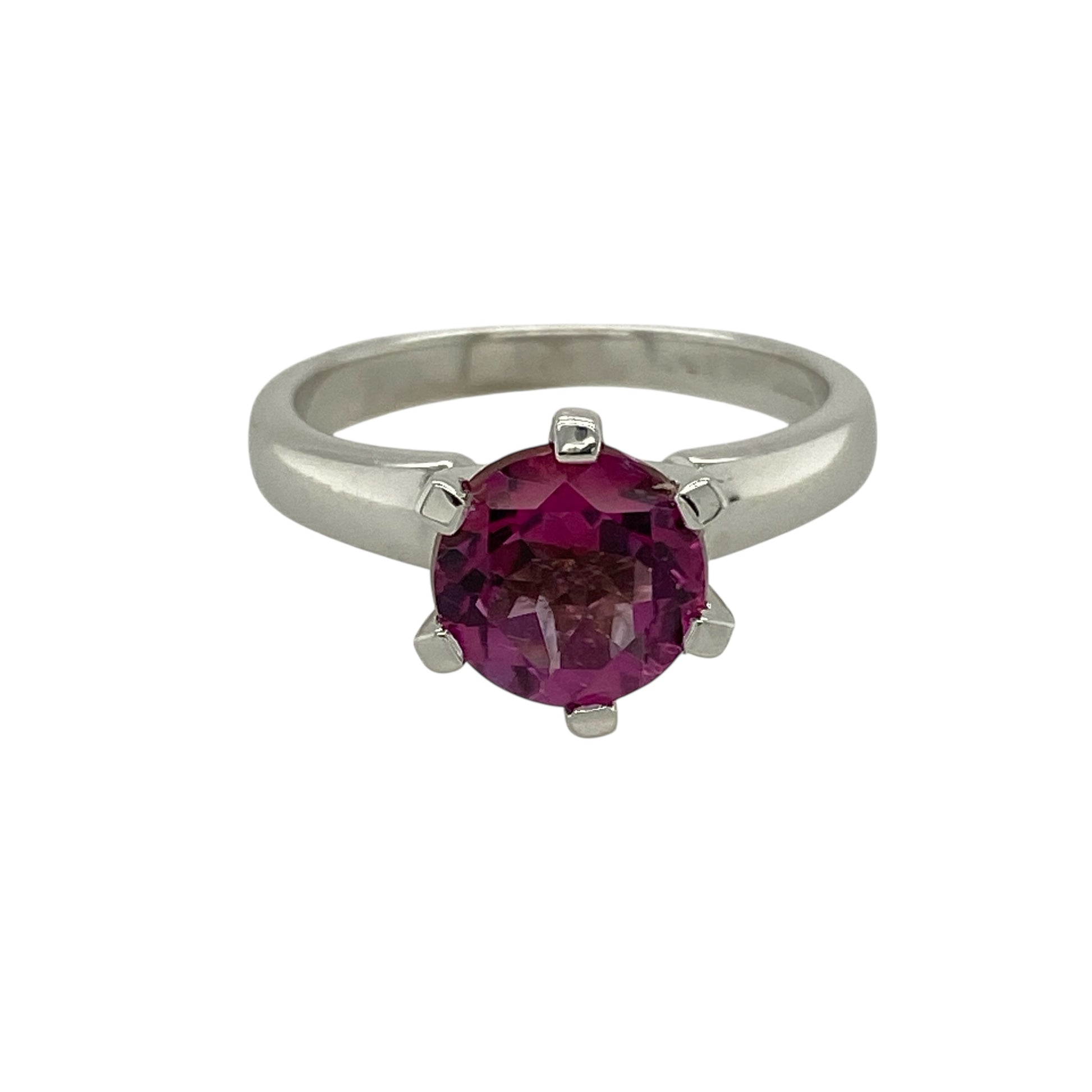9ct White Gold & Cherry Topaz Set Solitaire Ring