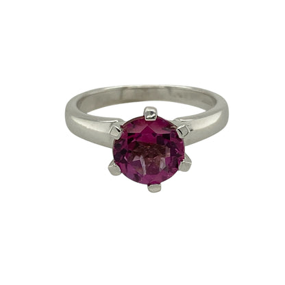 9ct White Gold & Cherry Topaz Set Solitaire Ring