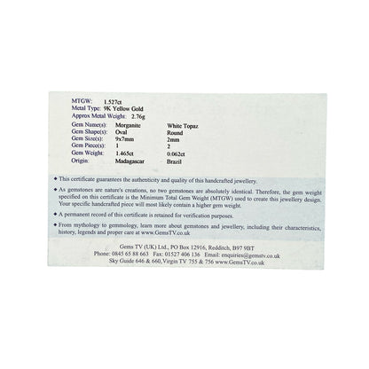 9ct Gold Morganite & White Topaz Set Ring