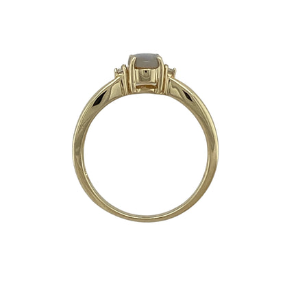 9ct Gold Opalique & White Topaz Solitaire Ring