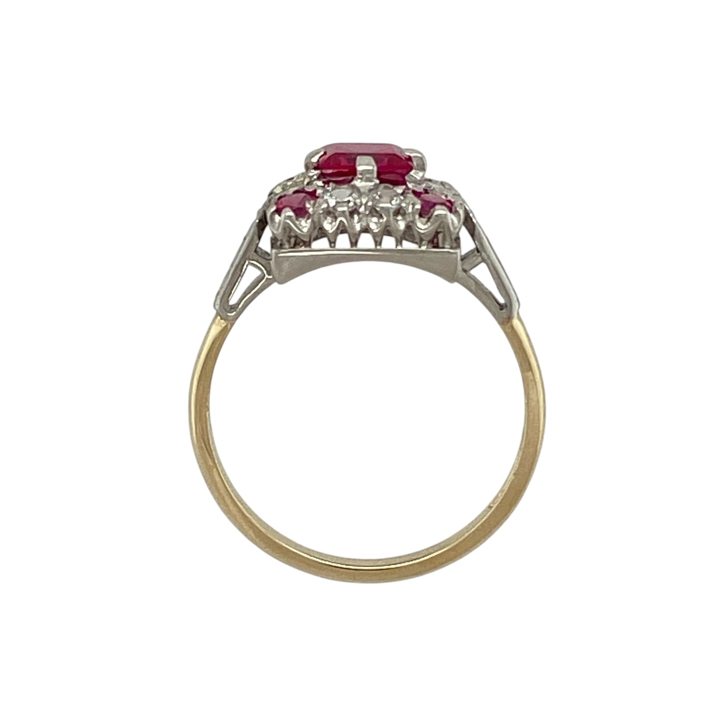 9ct Gold Ruby & Cubic Zirconia Set Square Cluster Ring