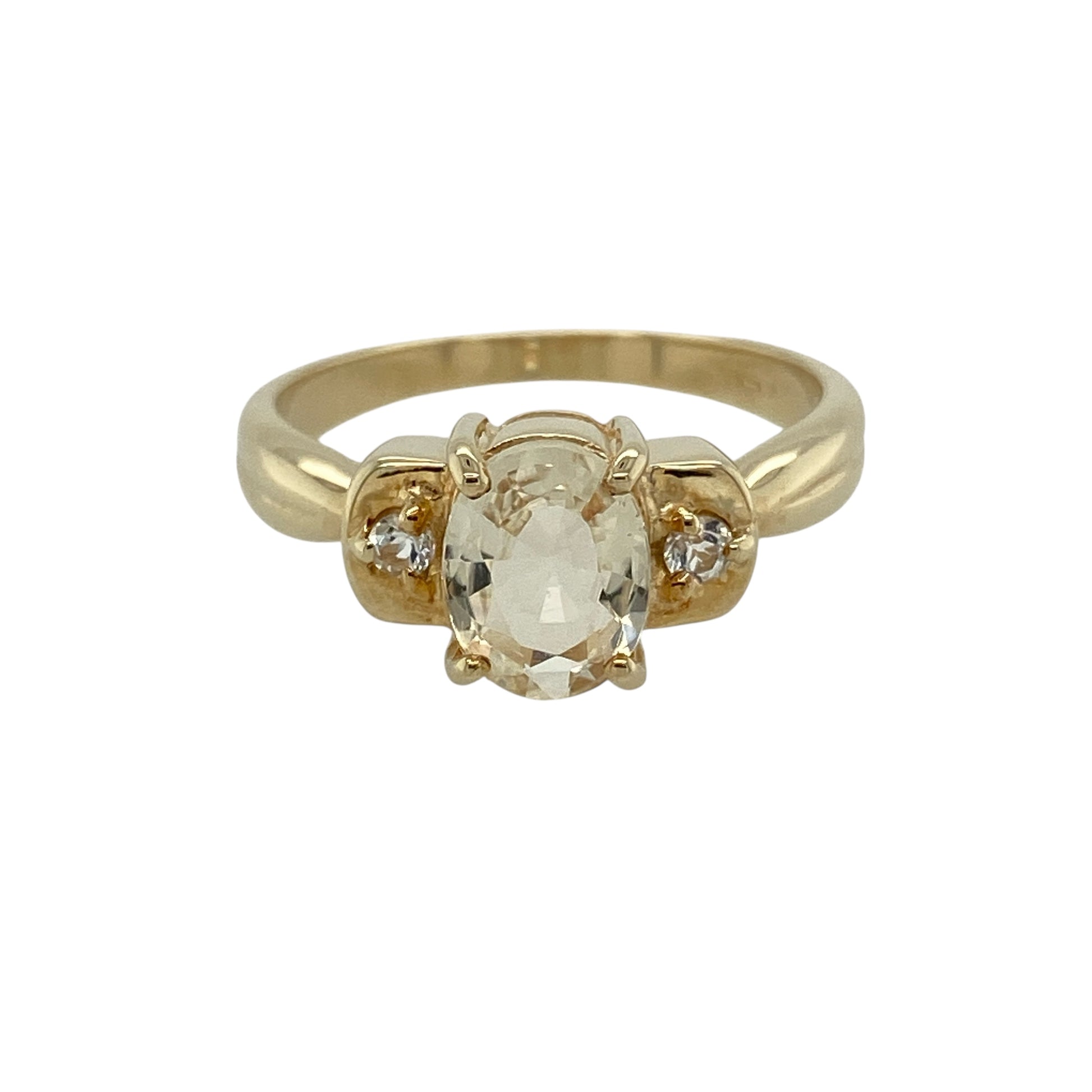 9ct Gold Scapolite & White Topaz Set Ring