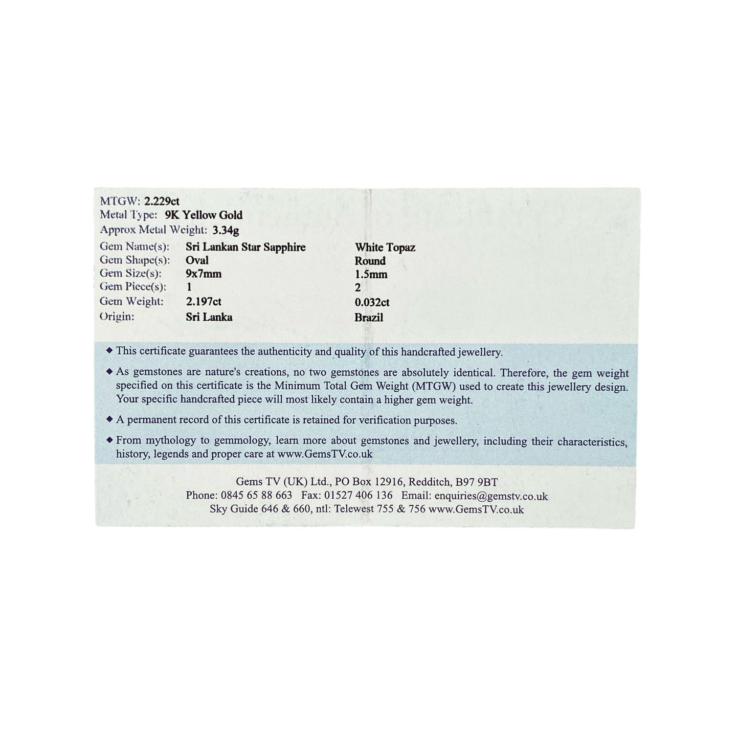 9ct Gold Sri Lankan Star Sapphire & White Topaz Set Ring