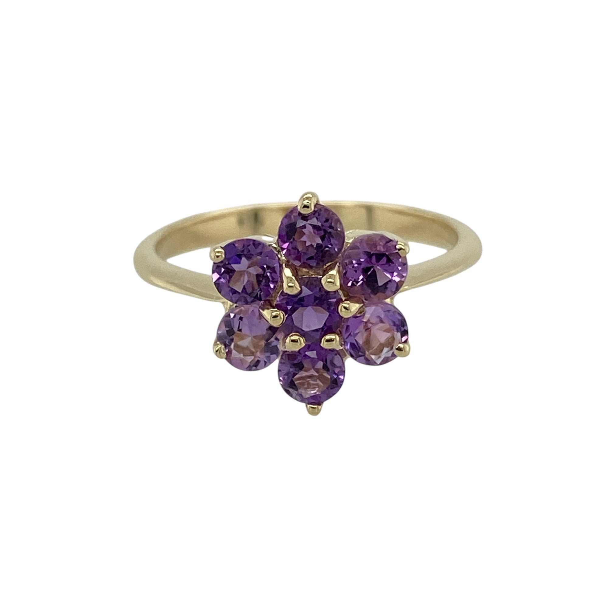 9ct Gold & Uruguayan Amethyst Set Cluster Ring