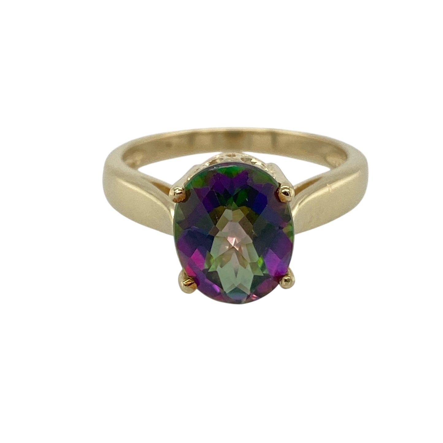 9ct Gold & Mystic Topaz Set Solitaire Ring