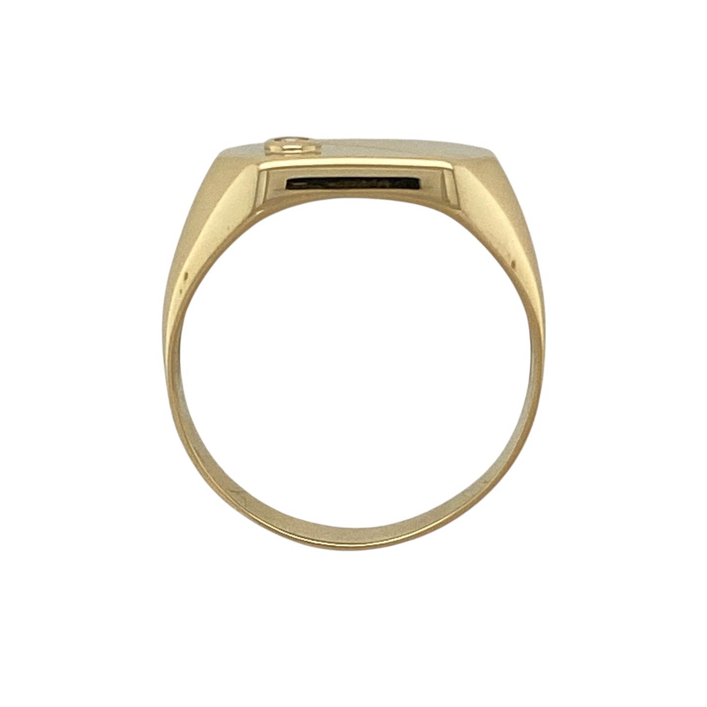 18ct Gold & Cubic Zirconia Set Geometric Signet Ring