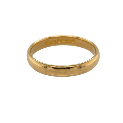 Bring classic elegance and rich golden warmth to your jewellery collection with this pre-owned 22ct yellow gold wedding band ring, a timeless piece designed to symbolise lasting commitment.

Design: This ring features a traditional plain band profile with a smooth, polished finish, offering a clean and enduring style suitable for everyday wear.
Material: Made from luxurious 22-carat yellow gold, the high gold content gives the ring its distinctive deep colour and traditional appeal.