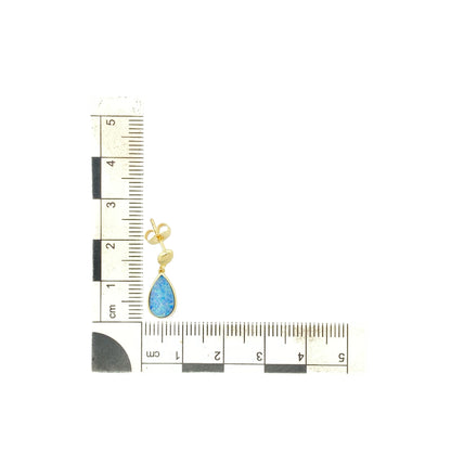 9ct Gold & Opalique Set Teardrop Drop Earrings