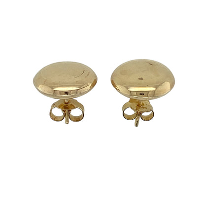 9ct Gold 14mm Button Stud Earrings