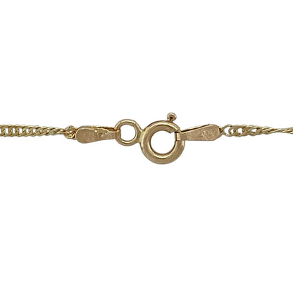 Bring delicate sparkle and elegant movement to your jewellery collection with this pre-owned 9ct yellow gold Singapore chain, a refined piece ideal for everyday wear or subtle layering.

Design: This chain features the distinctive twisted Singapore link, creating a fluid, light-catching profile with graceful movement.
Material: Made from 9-carat yellow gold, the warm polished finish enhances the chain’s delicate structure and timeless appeal.