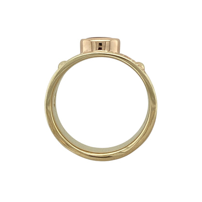 9ct Gold & Garnet Set Wide Band Clogau Ring