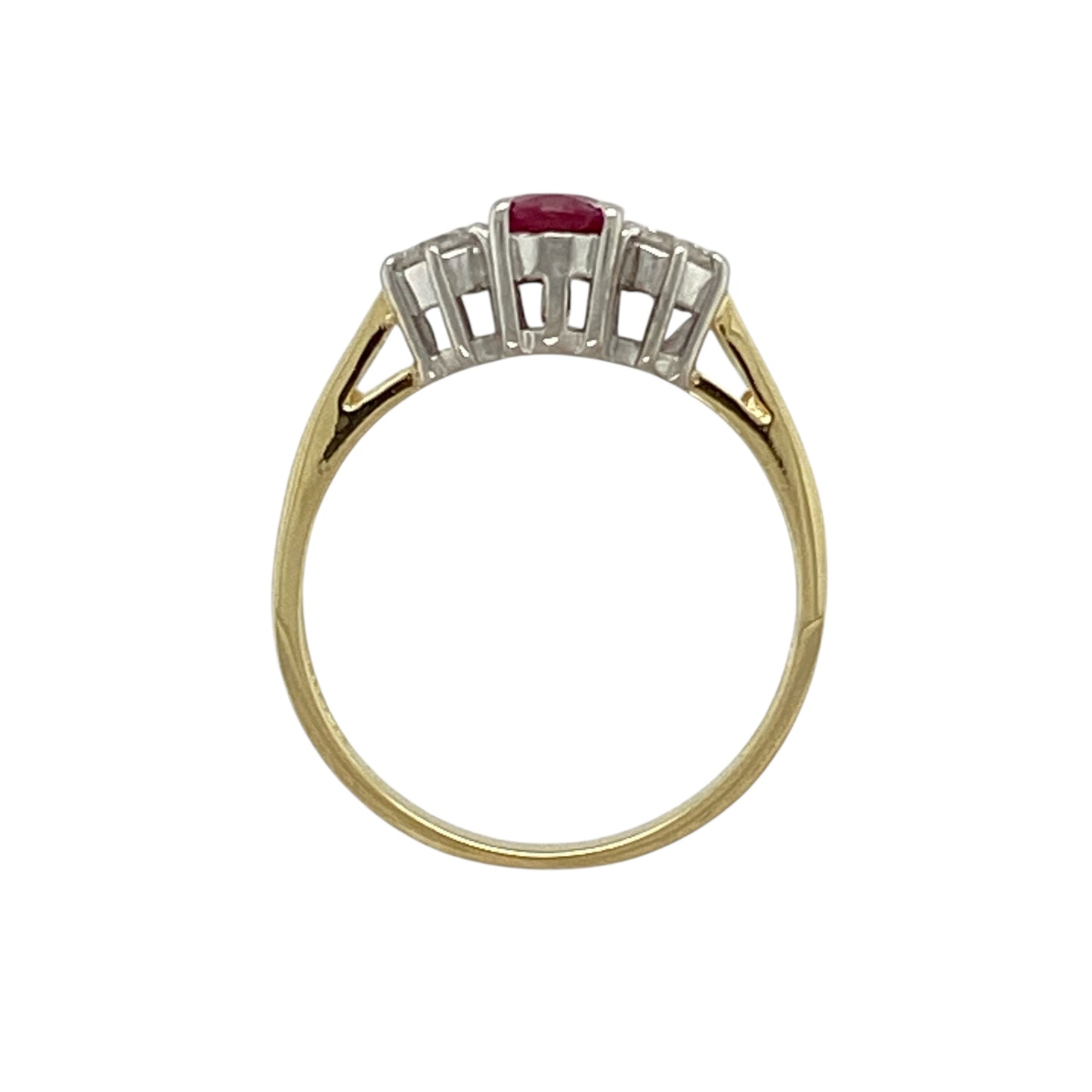 18ct Gold Diamond & Ruby Set Trilogy Ring