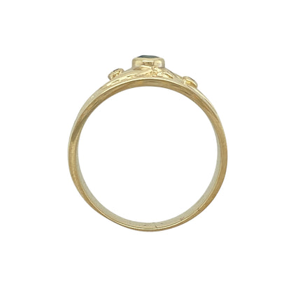 9ct Gold Diamond & Blue Topaz Set Swirl Clogau Wide Band Ring