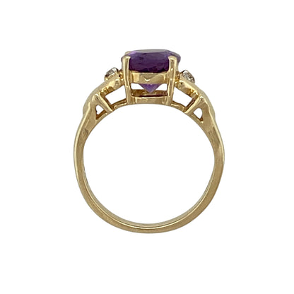 14ct Gold Diamond & Amethyst Set Ring