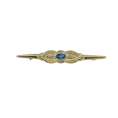 9ct Gold Diamond & Sapphire Set Brooch