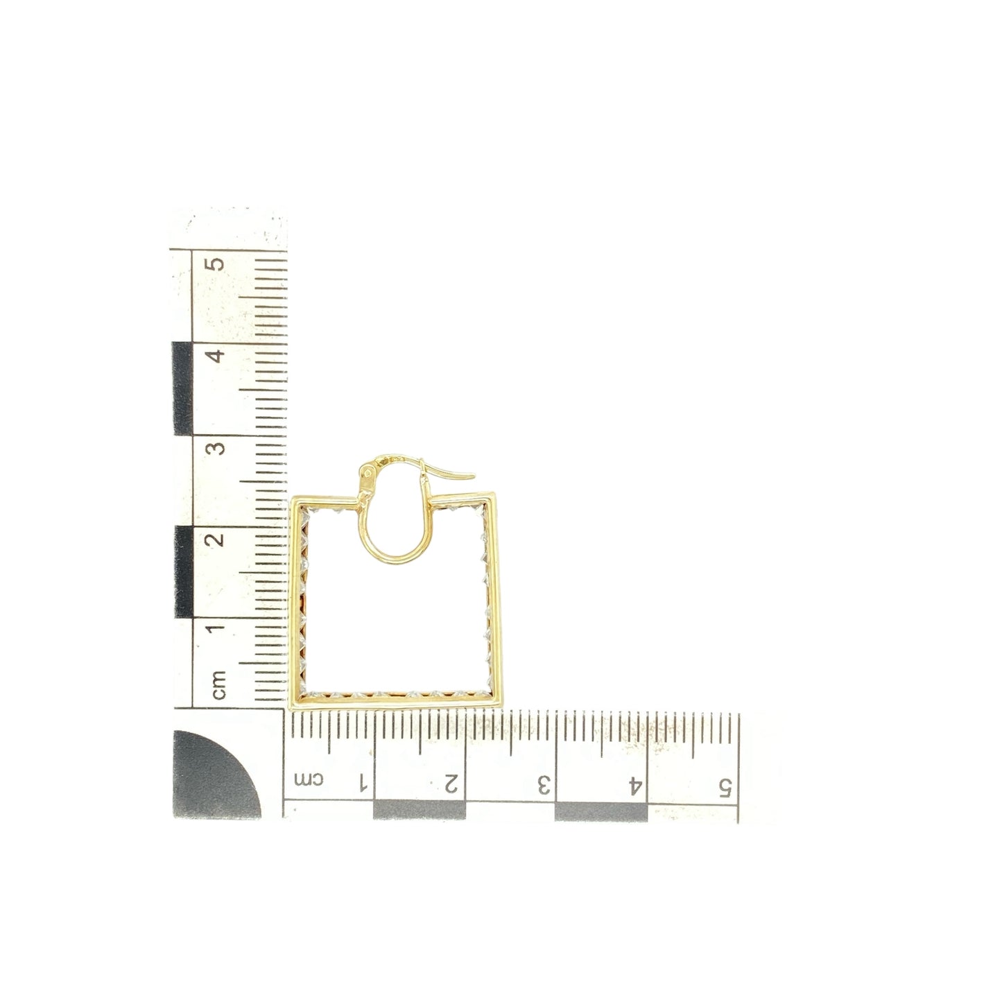 9ct Gold & Cubic Zirconia Set Square Creole Earrings