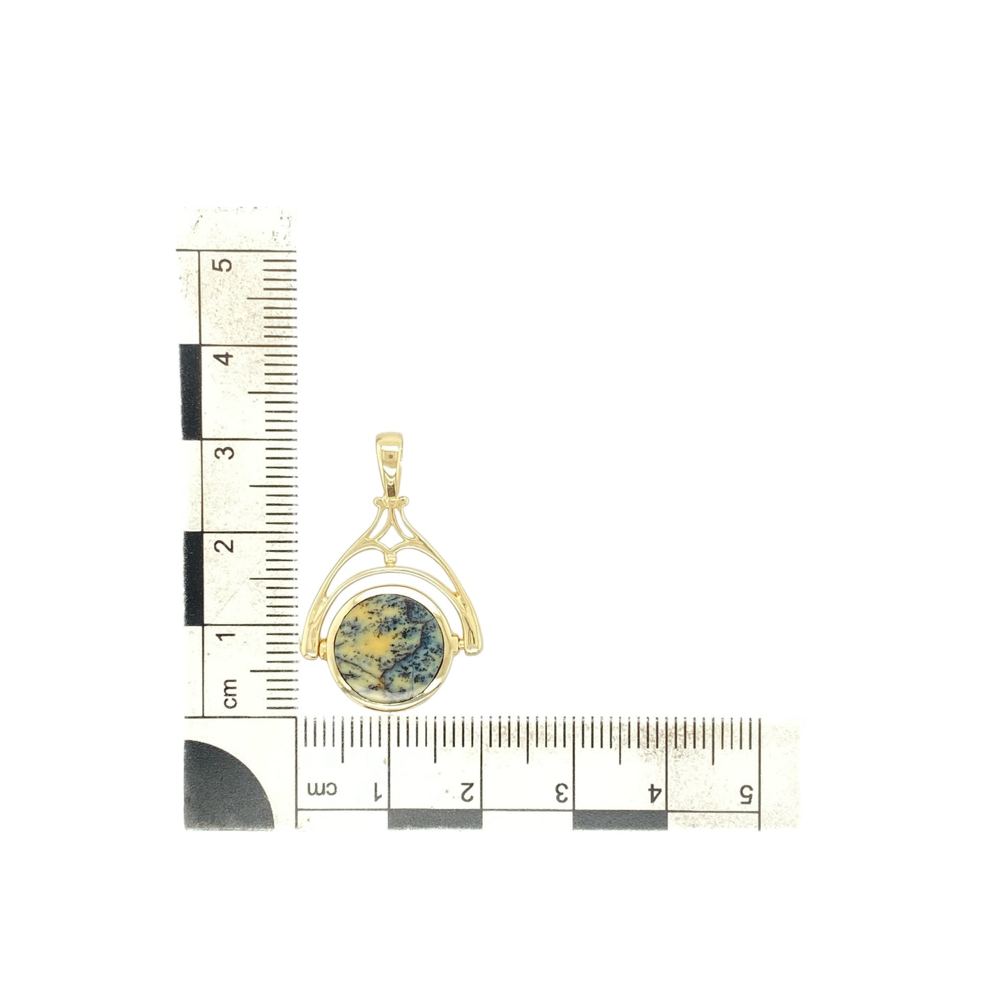 9ct Gold Double Sided Agate Set Fob Pendant