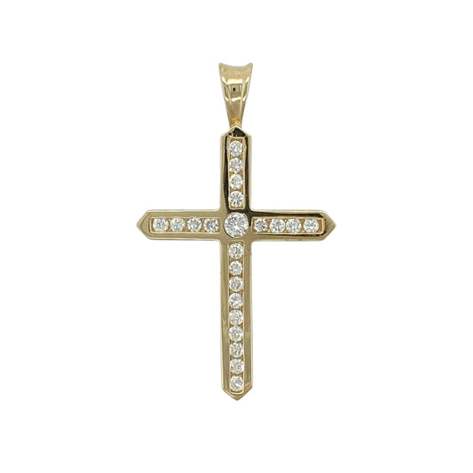 9ct Gold & Cubic Zirconia Set Cross Pendant