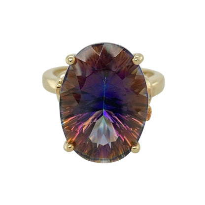 9ct Gold Diamond & Fuchsia Set Dress Ring