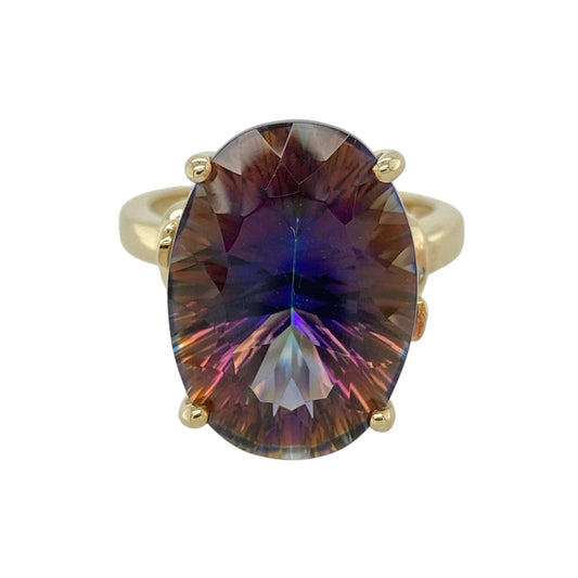 9ct Gold Diamond & Fuchsia Set Dress Ring