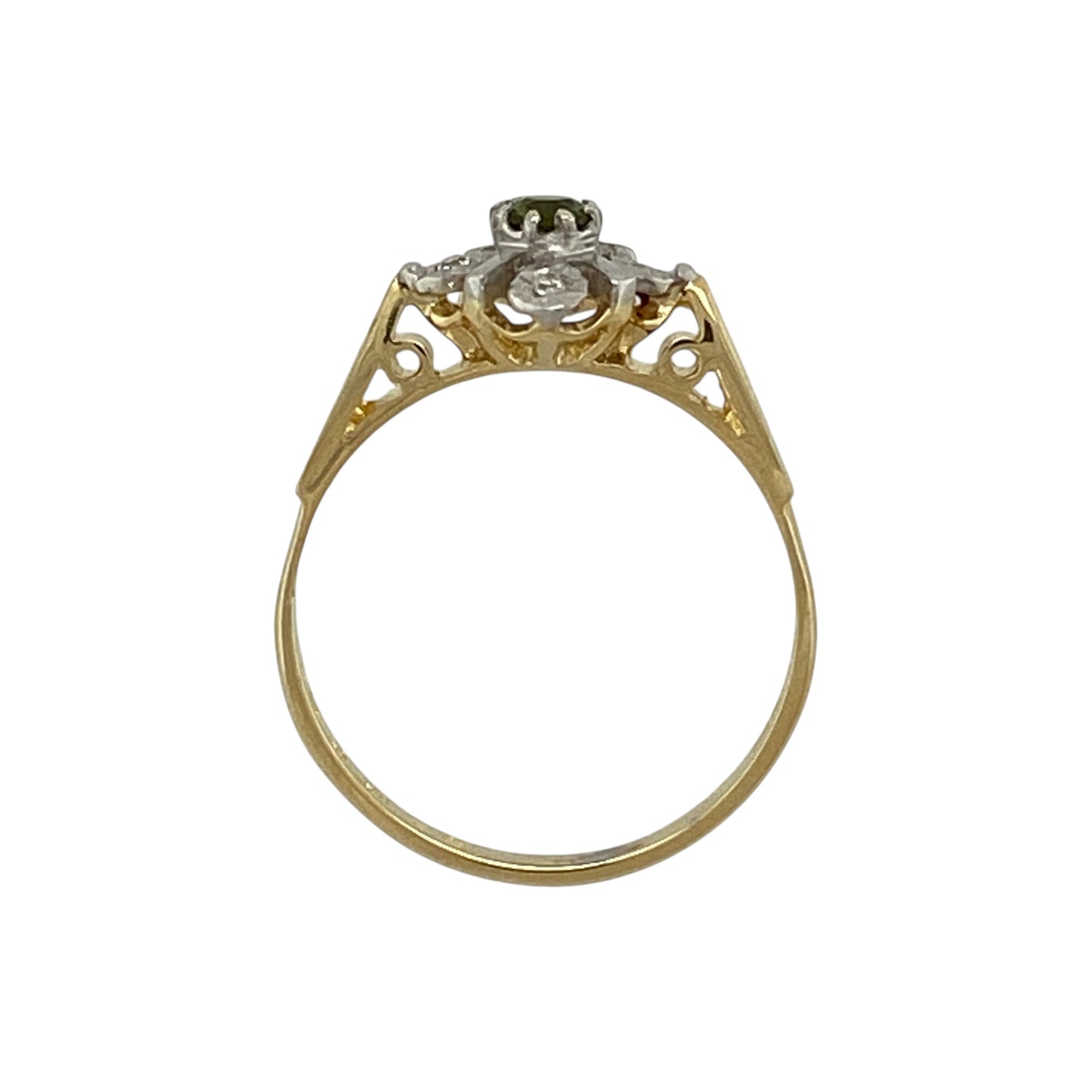 18ct Gold Diamond & Peridot Set Flower Style Ring
