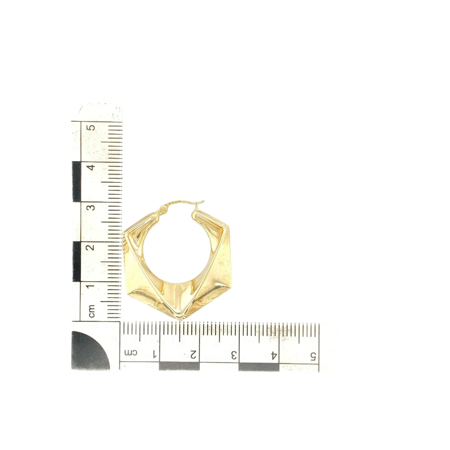 9ct Gold Geometric Style Twist Hoop Creole Earrings