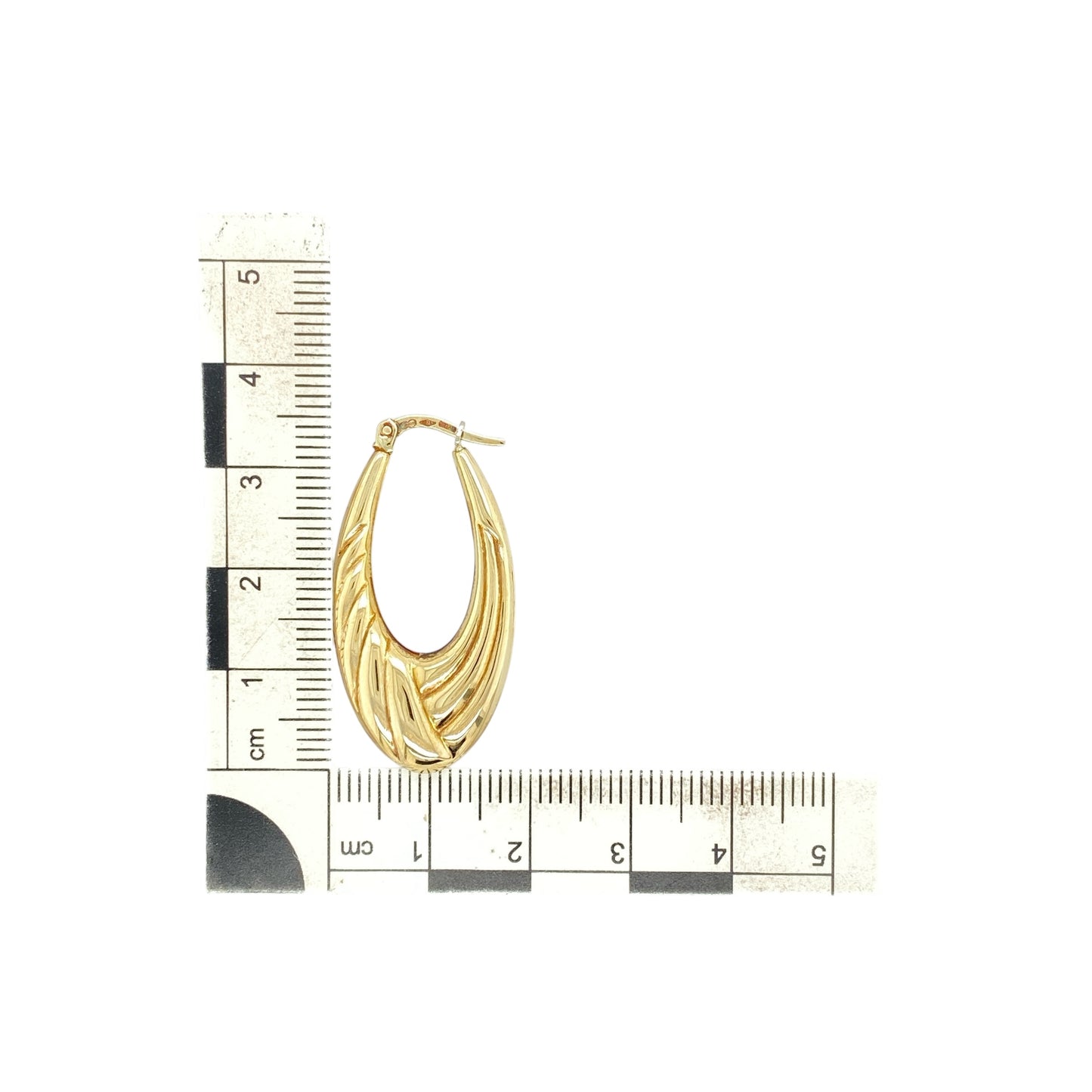 9ct Gold Twist Pattern Oval Creole Earrings