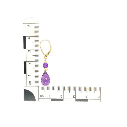 9ct Gold & Amethyst Set Drop Earrings
