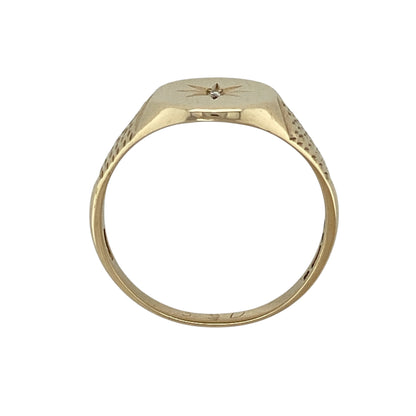 9ct Gold & Diamond Set Signet Ring