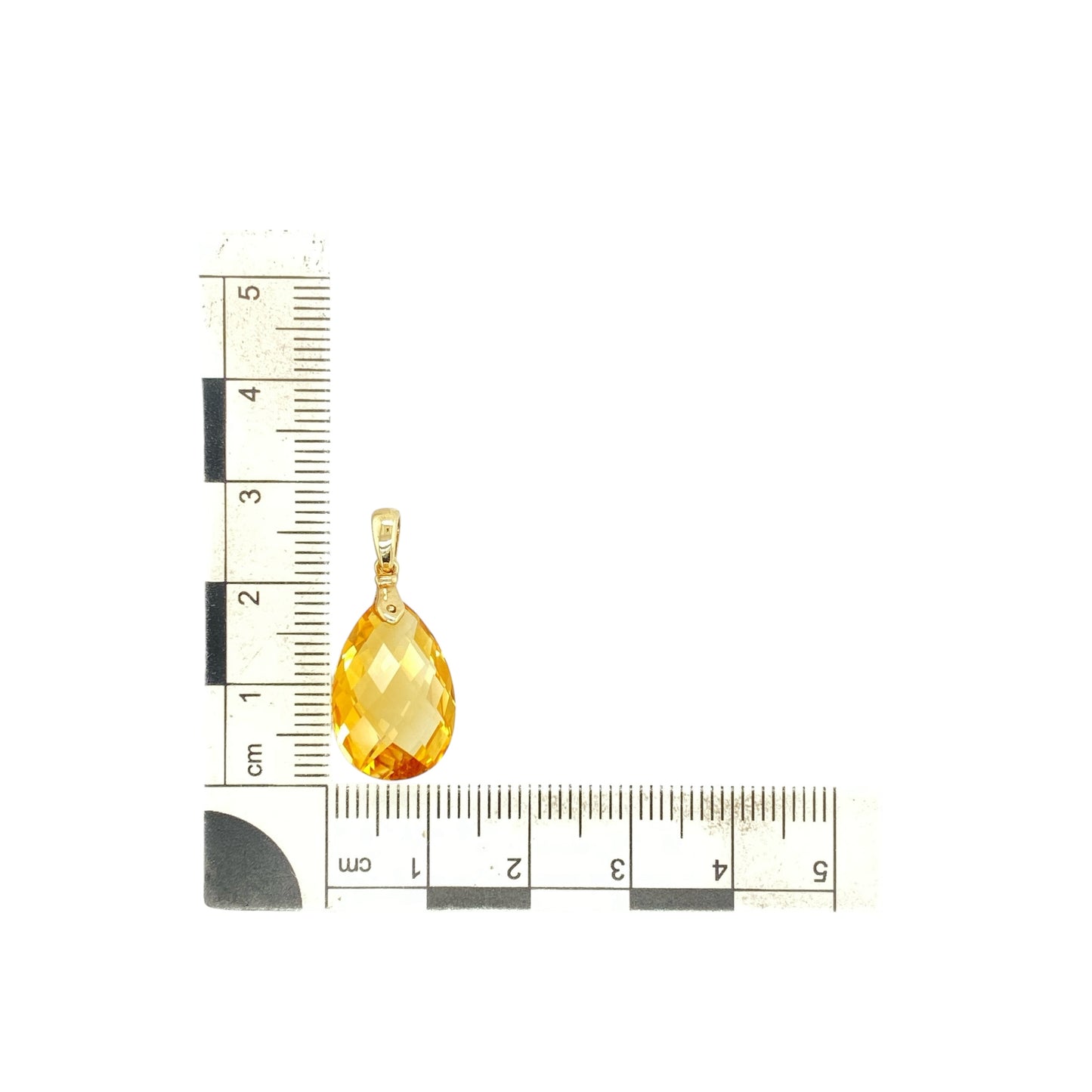 9ct Gold & Yellow Stone Teardrop Pendant