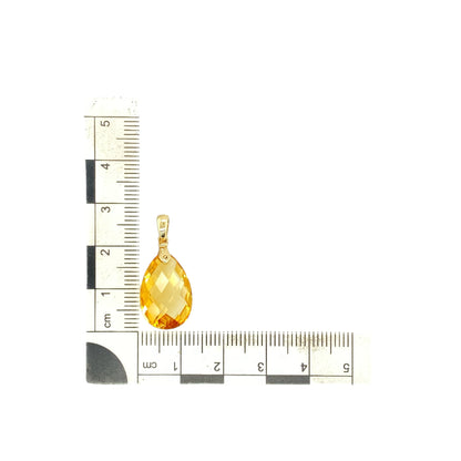 9ct Gold & Yellow Stone Teardrop Pendant