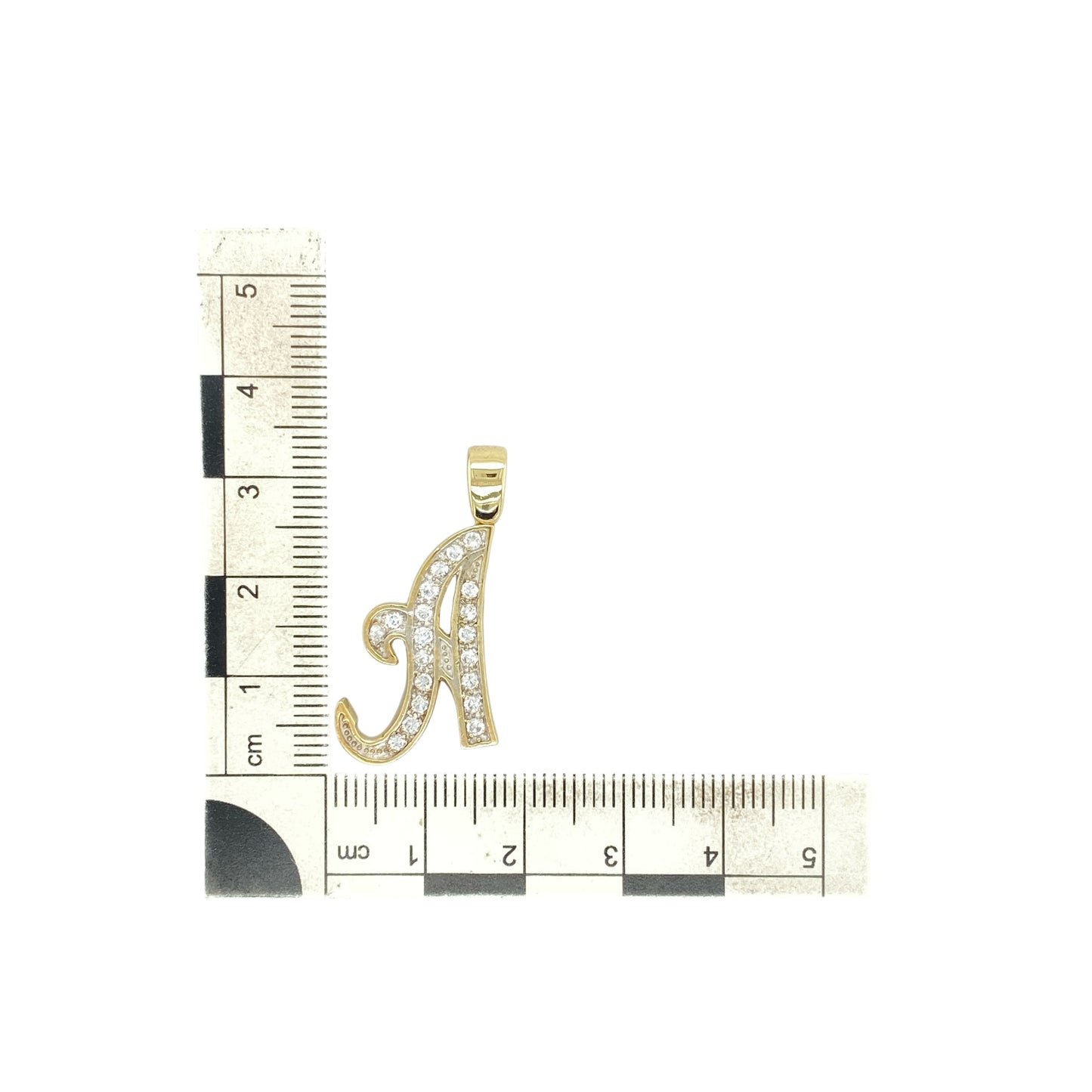 9ct Gold & Cubic Zirconia Set Initial 'A' Pendant