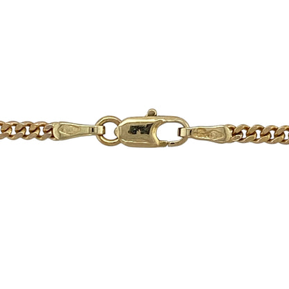 Bring classic simplicity and everyday versatility to your jewellery collection with this pre-owned 9ct yellow gold curb chain.

Design: The chain features a traditional curb link design with a link width of approximately 2mm, offering a clean and timeless look.
Material: Made from 9-carat yellow gold, the warm polished finish gives the chain a soft shine and enduring appeal.