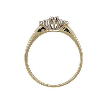 9ct Gold Diamond & Ruby Set Cluster Ring