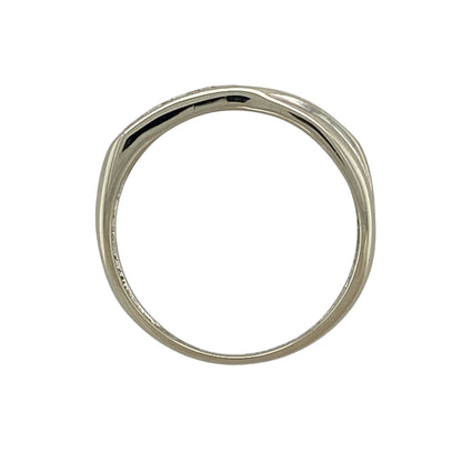 9ct White Gold & Cubic Zirconia Set Crossover Band Ring