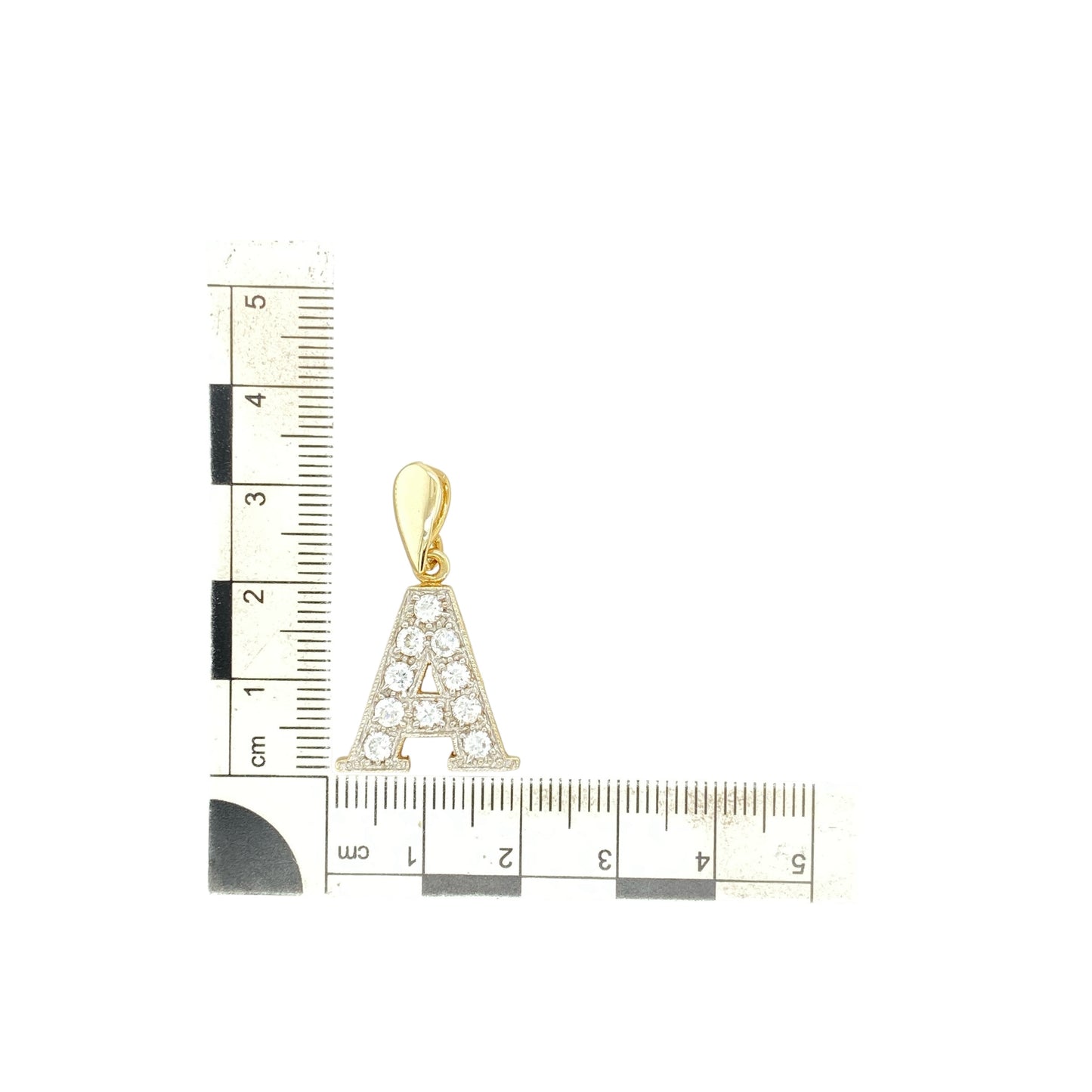 9ct Gold & Cubic Zirconia Set Initial 'A' Pendant