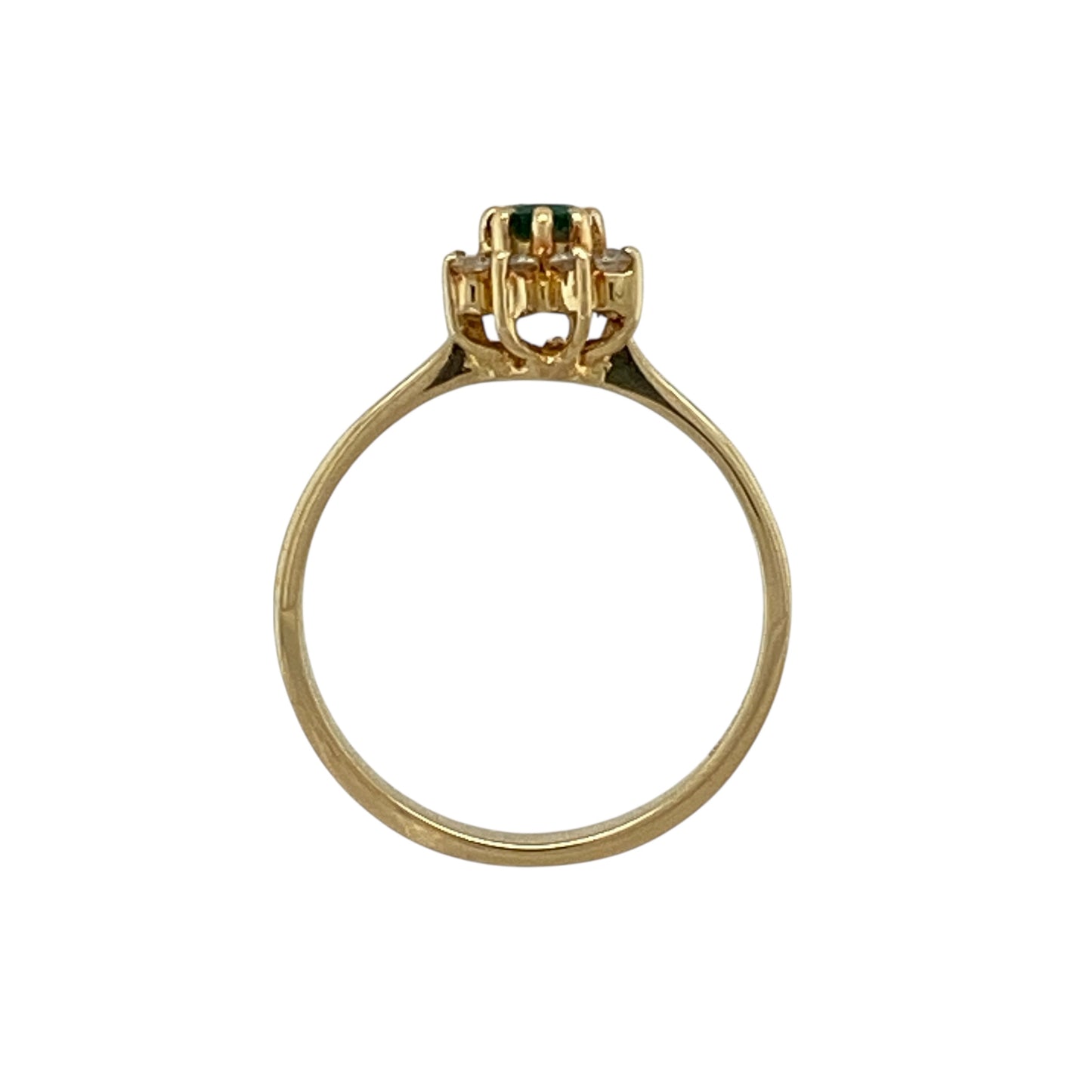 18ct Gold Diamond & Emerald Set Flower Cluster Ring