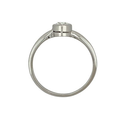 18ct White Gold & Diamond Pearl Cut Solitaire Ring