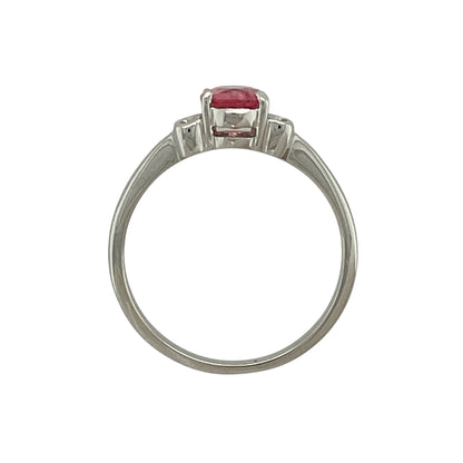 9ct White Gold & Pink Tourmaline Set Ring