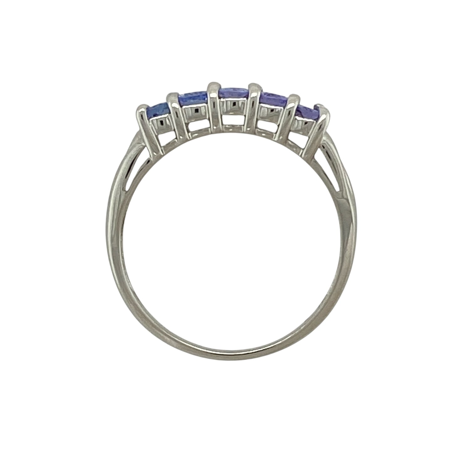 9ct White Gold & Tanzanite Set Five Stone Band Ring